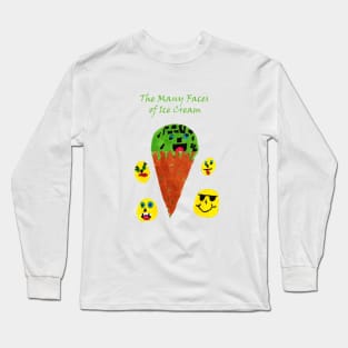 Ice Cream Faces Drawing Long Sleeve T-Shirt